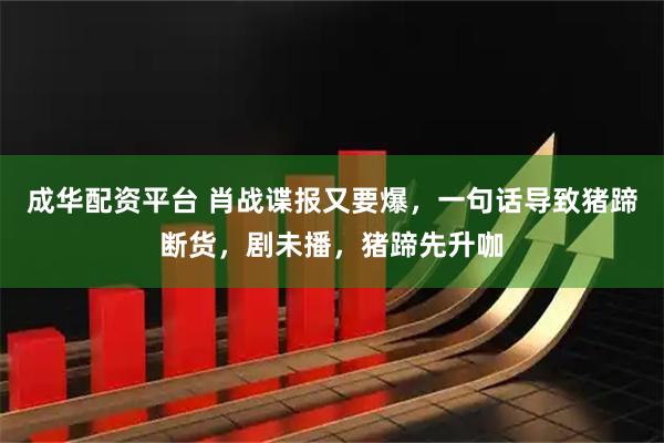 成华配资平台 肖战谍报又要爆，一句话导致猪蹄断货，剧未播，猪蹄先升咖