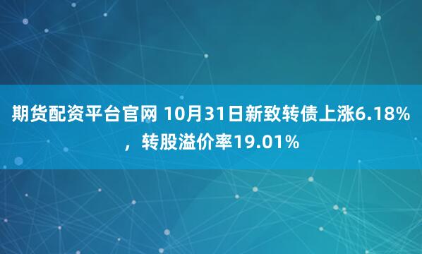 期货配资平台官网 10月31日新致转债上涨6.18%，转股溢价率19.01%
